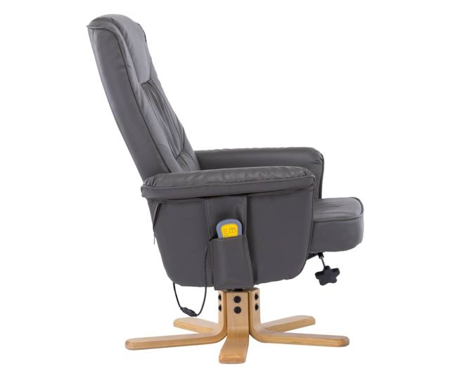 Naslonjač za masažu s tabureom, sivi, umjetna koža