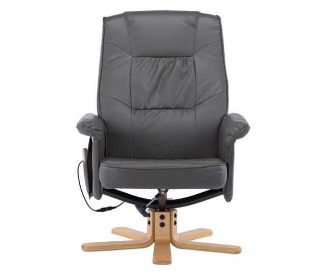 Naslonjač za masažu s tabureom, sivi, umjetna koža