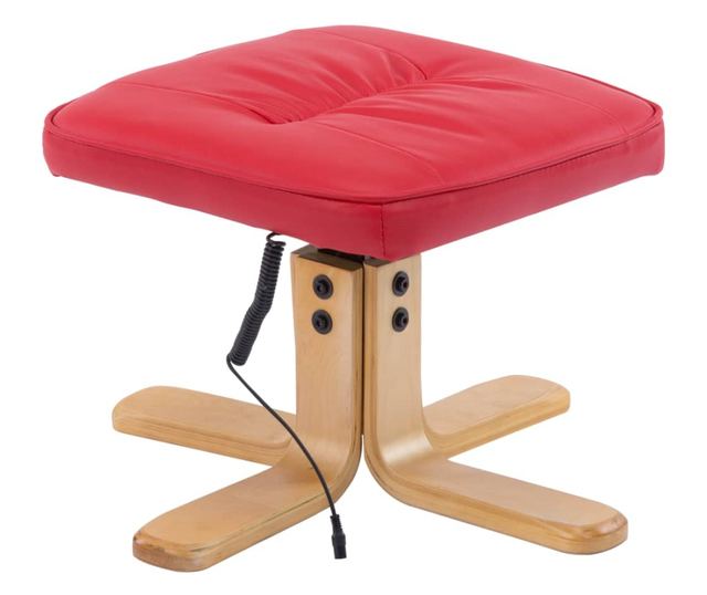 Naslonjač za masažu s tabureom, crveni, umjetna koža