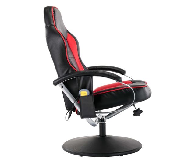 Naslonjač za masažu s naslonom, tabure, crno i crveno, umjetna koža