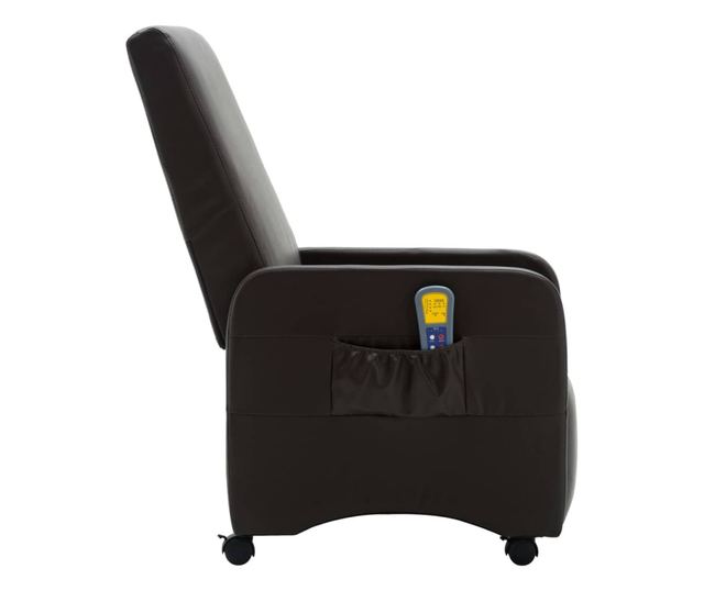 Naslonjač za masažu s nagibom, smeđi, eko koža