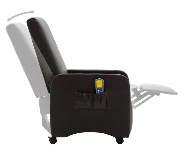 Naslonjač za masažu s nagibom, smeđi, eko koža