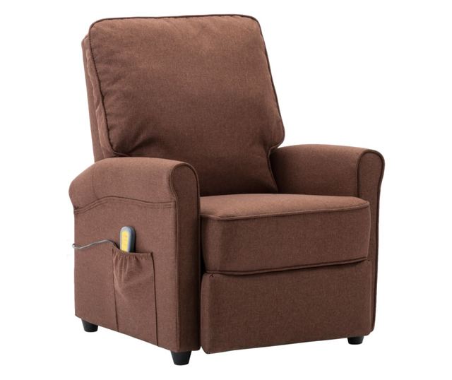 Naslonjač za masažu na razvlačenje, smeđi, tekstilni materijal