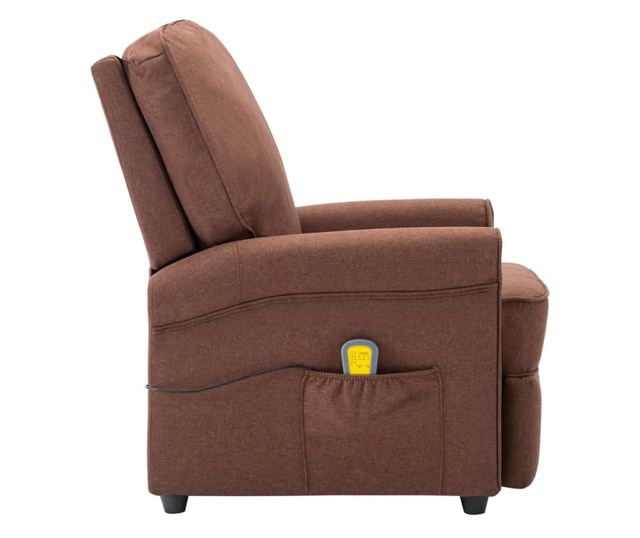 Naslonjač za masažu na razvlačenje, smeđi, tekstilni materijal