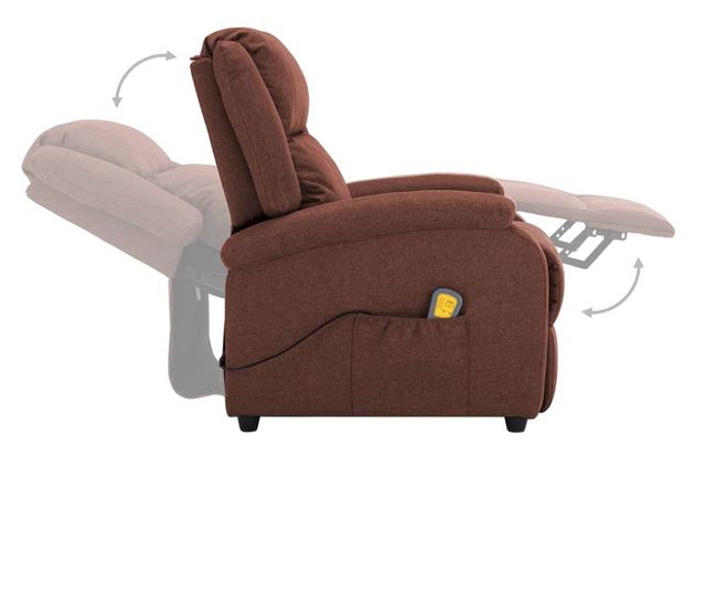 Naslonjač za masažu na razvlačenje, smeđi, tekstilni materijal