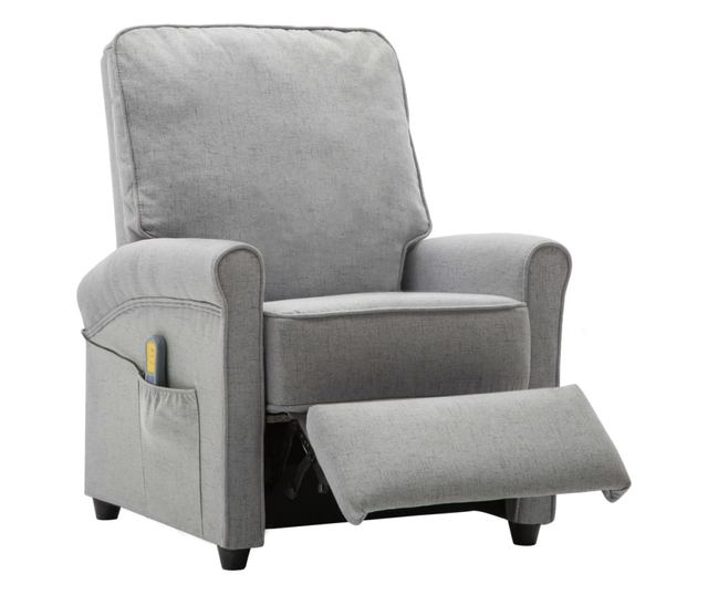 Naslonjač za masažu s nagibom, svijetlosiva, tekstilni materijal