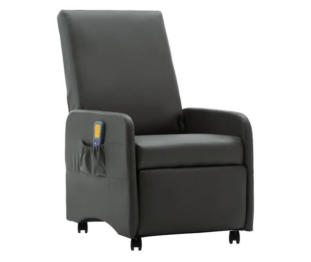 Naslonjač za masažu s mogućnošću naginjanja, sivi, umjetna koža