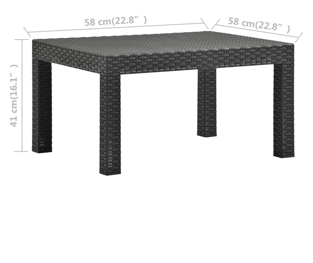 Set vrtnega pohištva s blazinami, 2 kosa, antracit, PP ratan - 9