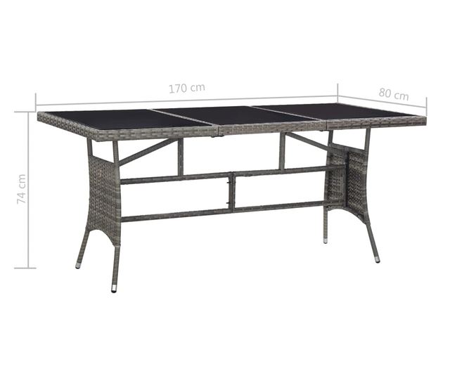 Vrtni stol, siva, 170 x 80 x 74 cm, poliratan