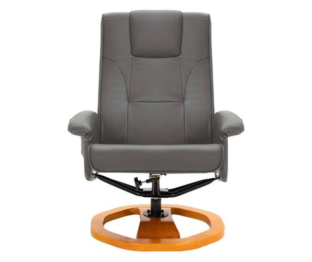 Masažna fotelja s taburetom, siva, umjetna koža