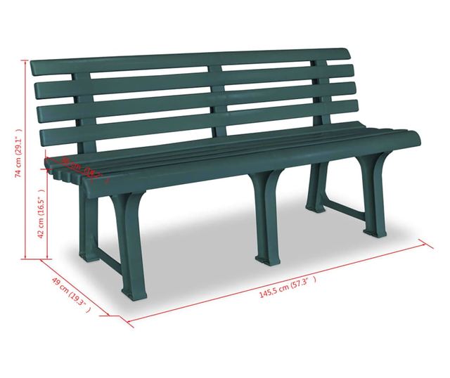 Vrtna klupa 145,5 cm plastična zelena