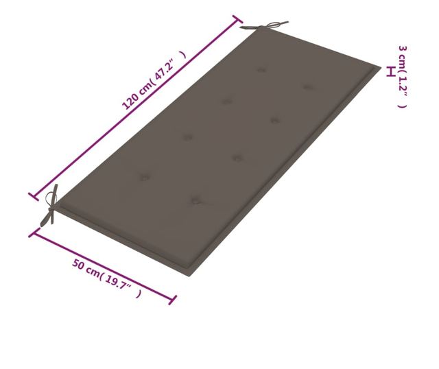 Градинска пейка с възглавница, 120 см, масивна акациева дървесина