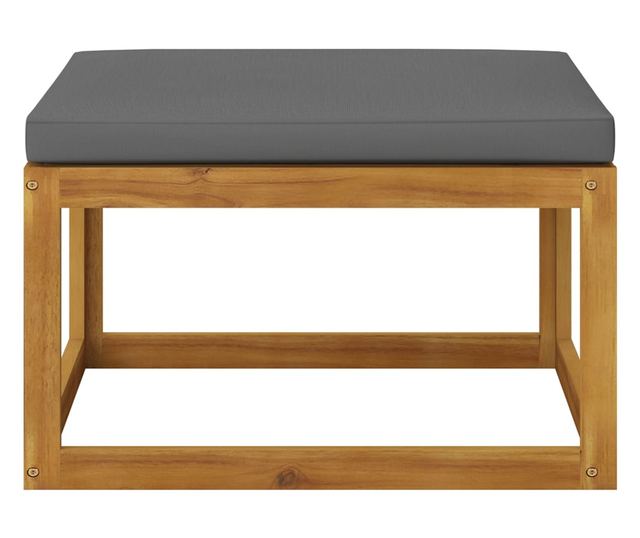 Tabure za noge, s tamnosivim jastukom, masivno drvo akacije