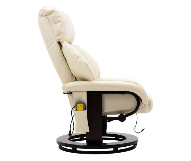 Naslonjač za masažu s nagibom za TV bijela krem eko koža