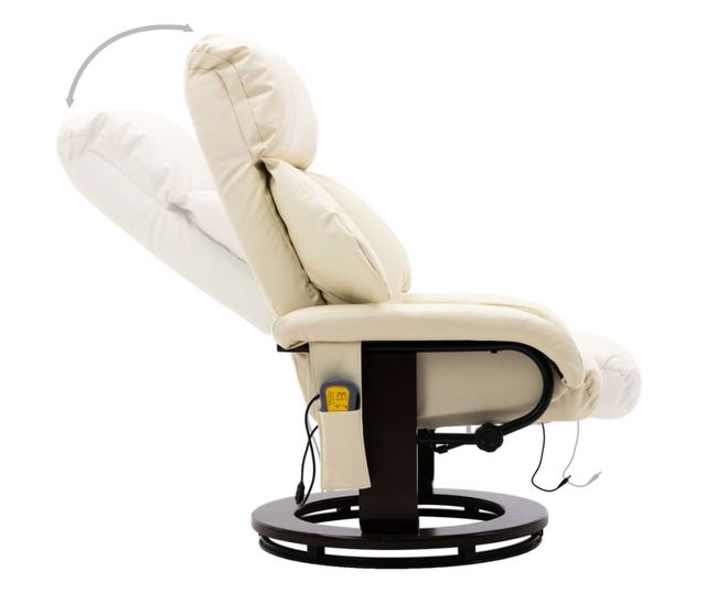 Naslonjač za masažu s nagibom za TV bijela krem eko koža