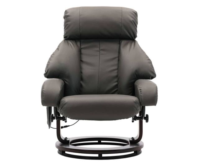 Naslonjač za masažu s nagibom za TV, sivi, eko koža