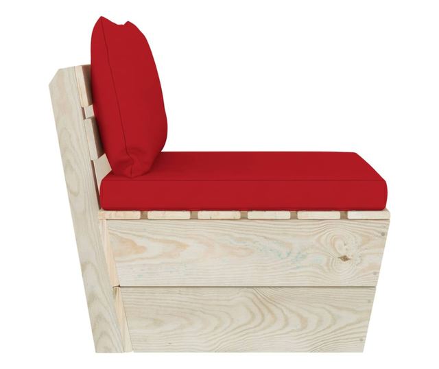 Canapea de mijloc paleți de grădină cu perne, lemn molid tratat