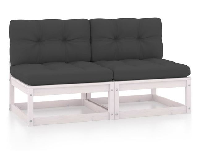 Canapele de mijloc gradina perne antracit 2 buc. lemn masiv pin