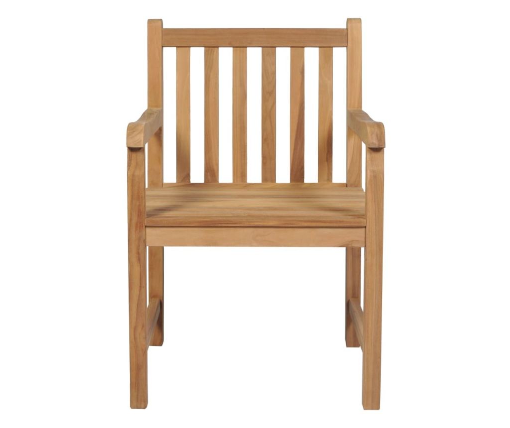 Градински столове с светлозелени възглавници 2 бр. масивно тиково дърво - 3