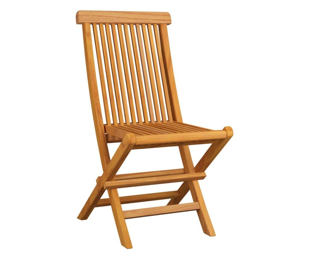 Градински столове със сини възглавници, 4 бр., Масивно дърво тиково дърво - 3