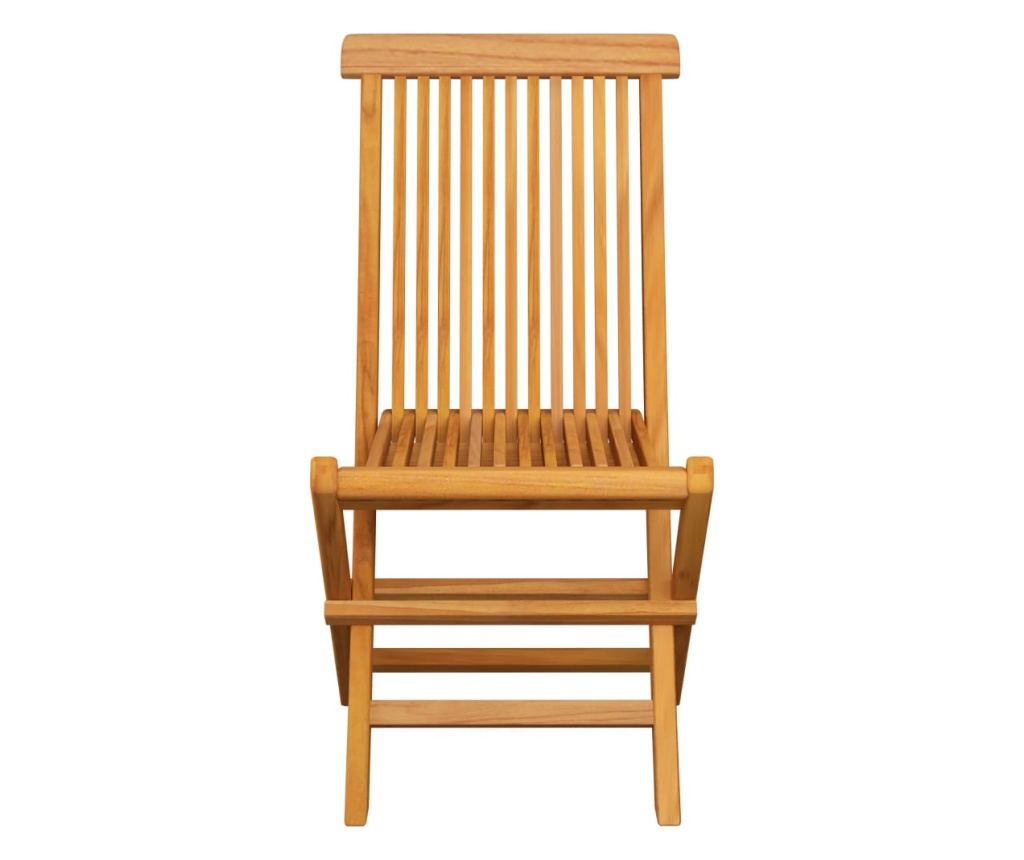 Градински столове със сини възглавници, 4 бр., Масивно дърво тиково дърво - 4