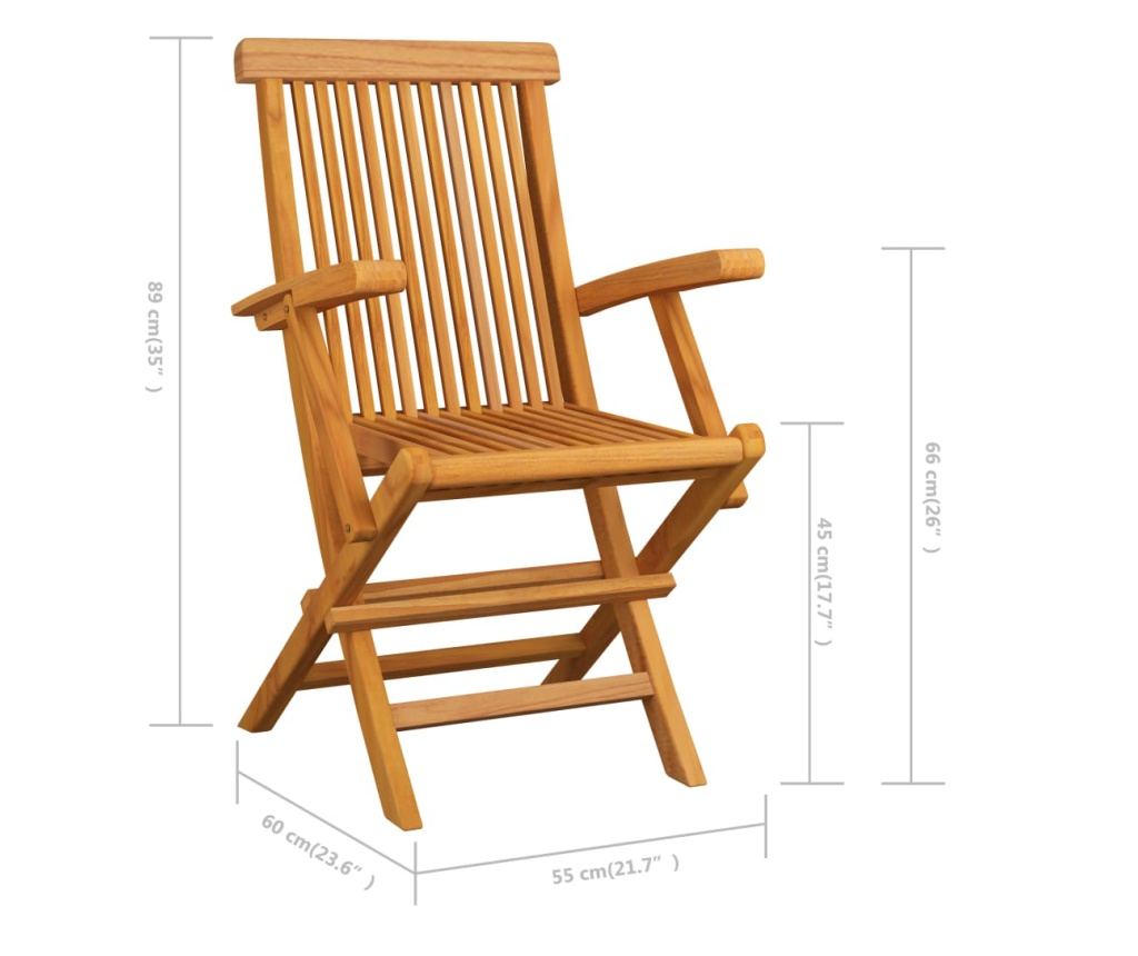 Градински столове с възглавници, 6 бр., бежови, масивно дърво тиково дърво - 10