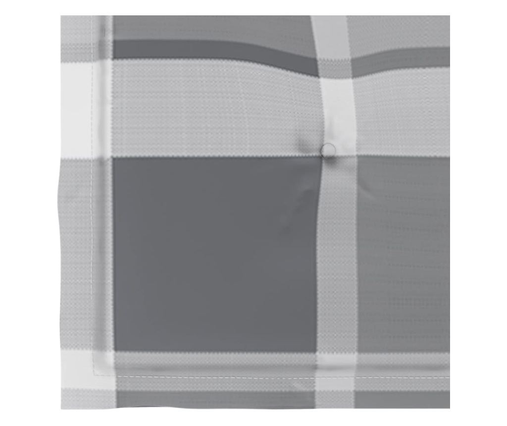 Scaune grădină, perne gri model carouri, 2 buc, lemn masiv tec - 10