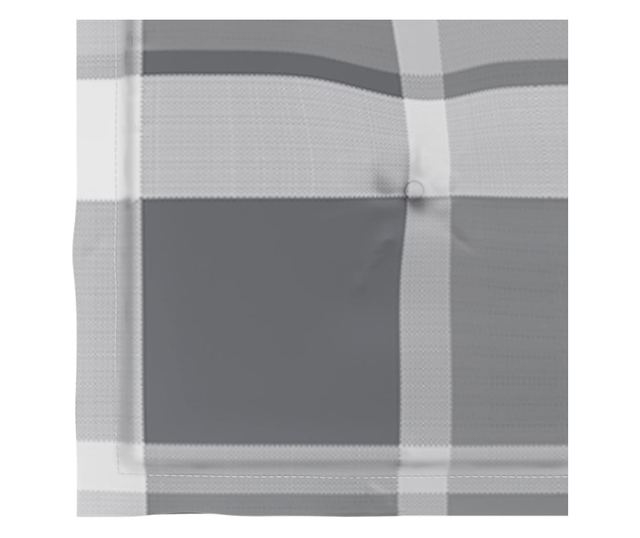 Градински столове, сиви карирани възглавници, 2 бр., масивна тикова дървесина