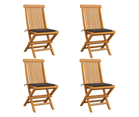 Krzesła ogrodowe, poduszki taupe, 4 szt., lite drewno tekowe