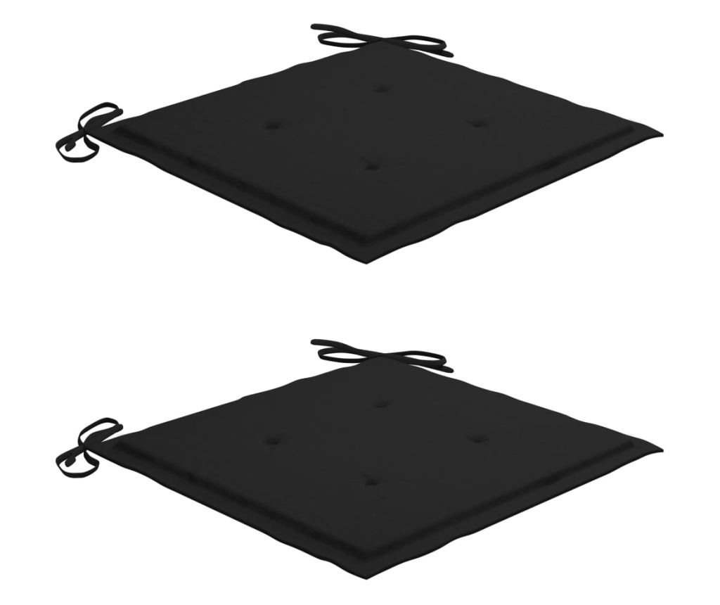 Градински столове с черни възглавници, 2 бр., масивно дърво тик - 8