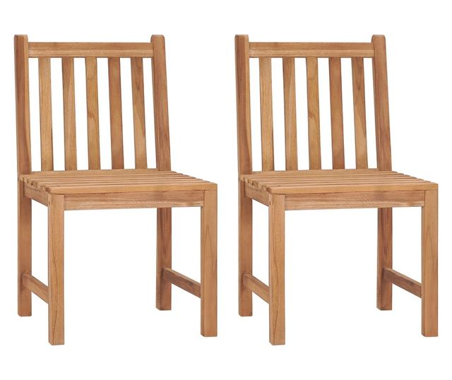 Градински столове с възглавници, 2 бр., Масивно дърво тиково дърво