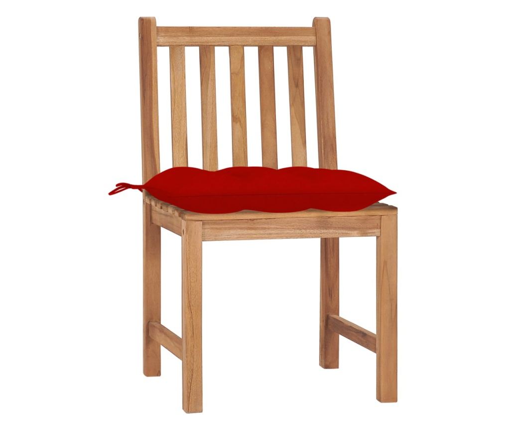 Градински столове с възглавници, 2 бр., Масивно дърво тиково дърво - 2