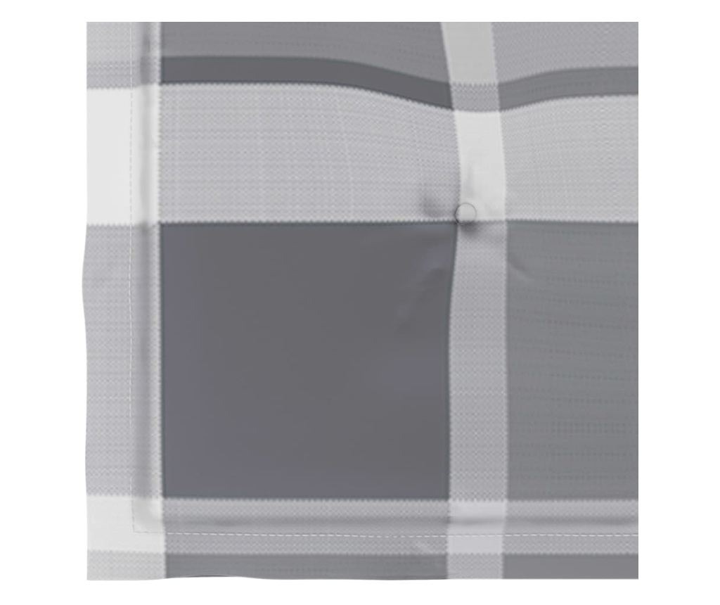 Градински столове, сиви карирани възглавници, 2 бр., Масивно тиково дърво - 8