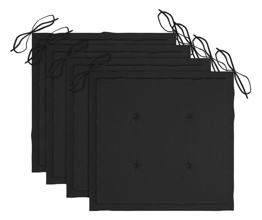 Градински столове с възглавници, 3 бр., Масивна акациева дървесина - 4