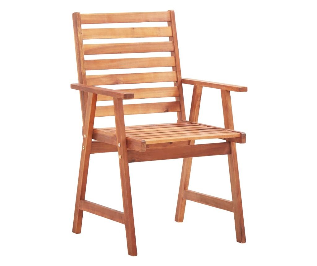 Външни столове с възглавници, 3 бр., Масивна акациева дървесина - 3