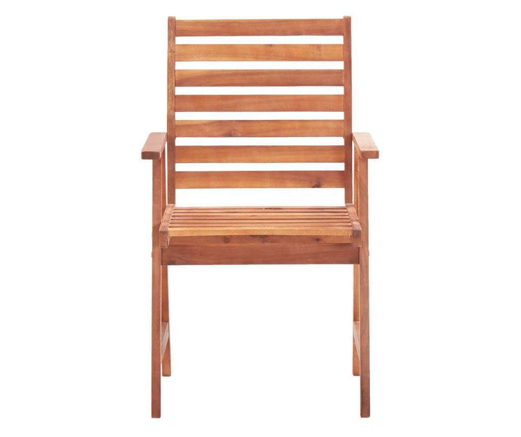 Градински столове с възглавници, 3 бр., Масивна акациева дървесина - 4