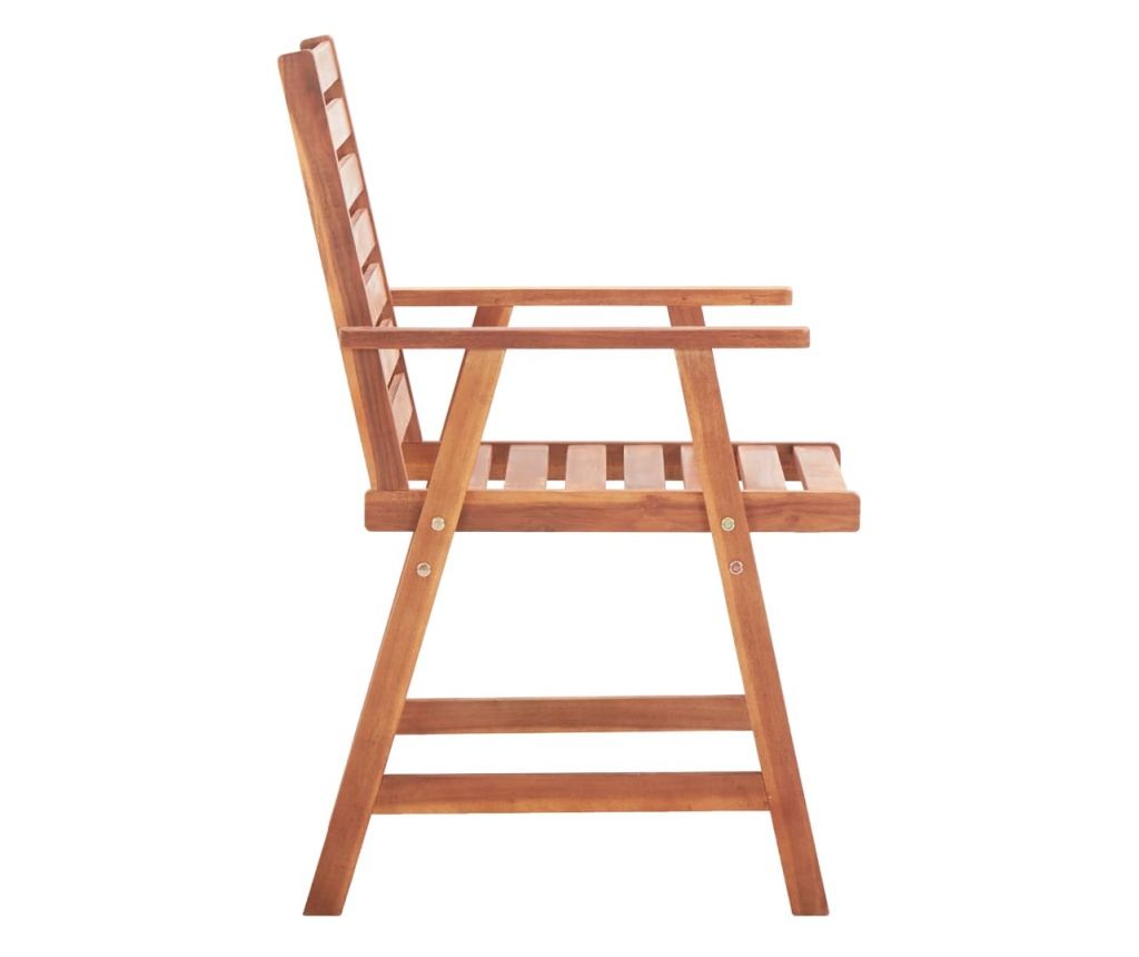 Градински столове с възглавници, 3 бр., Масивна акациева дървесина - 5