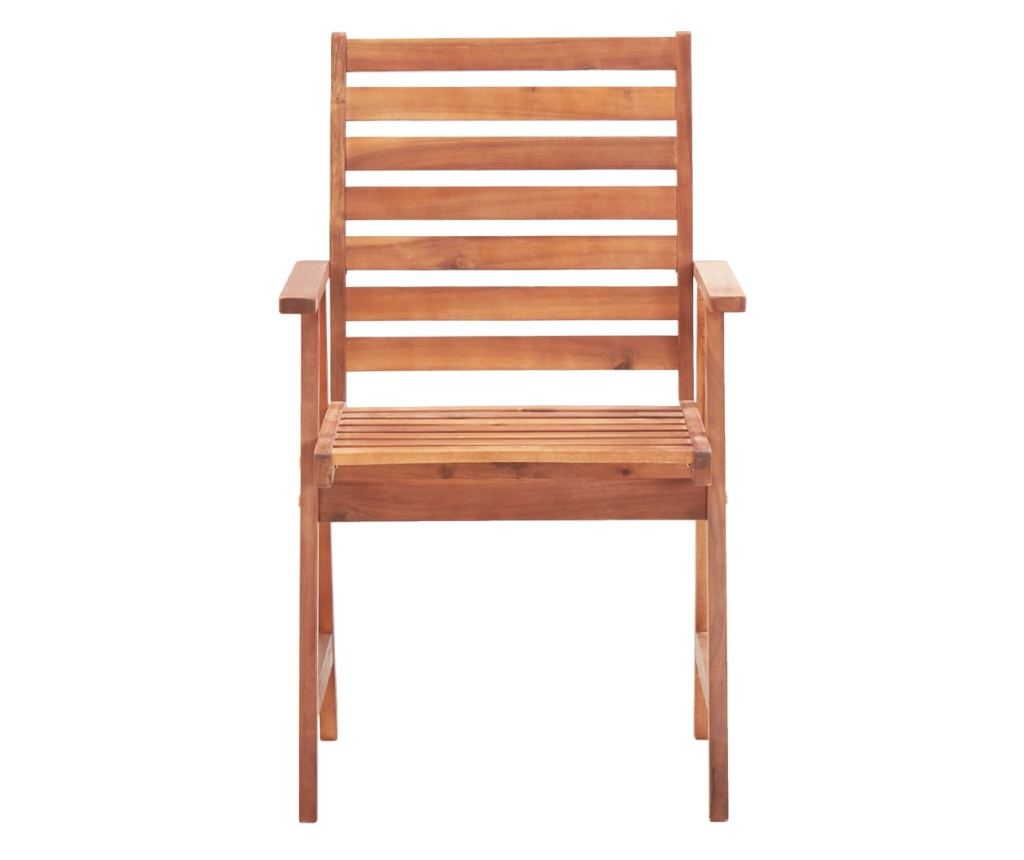 Градински столове с възглавници, 3 бр., Масивна акациева дървесина - 4