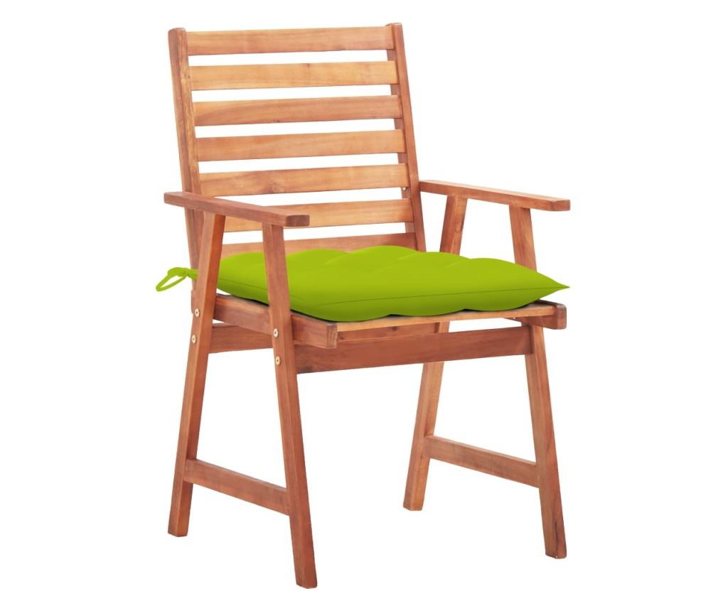 Градински столове с възглавници, 3 бр., Масивна акациева дървесина - 2