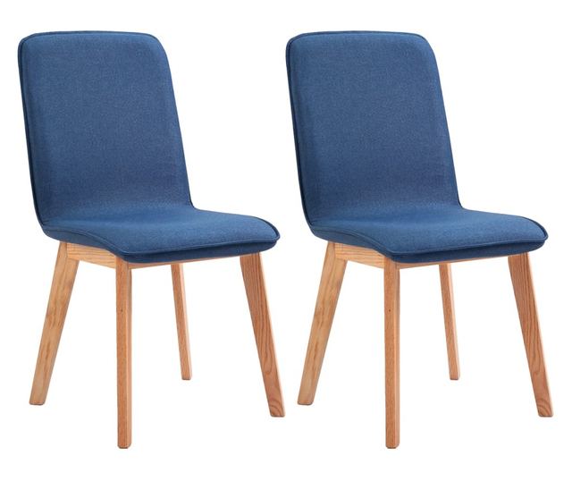 Kuhinjske stolice 2 kom. plave, tekstil i masivni hrast