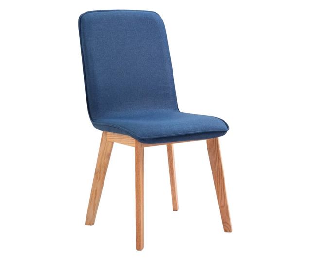 Kuhinjske stolice 2 kom. plave, tekstil i masivni hrast