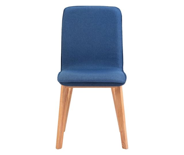 Kuhinjske stolice 2 kom. plave, tekstil i masivni hrast