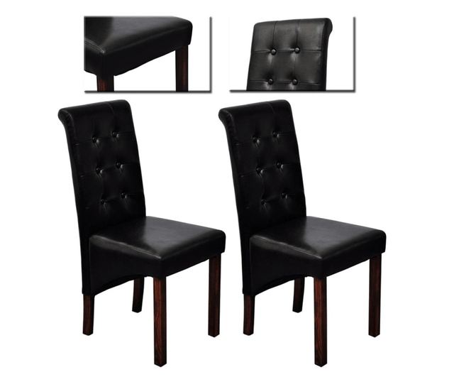 Kuhinjske stolice, 2 kom., crna, umjetna koža