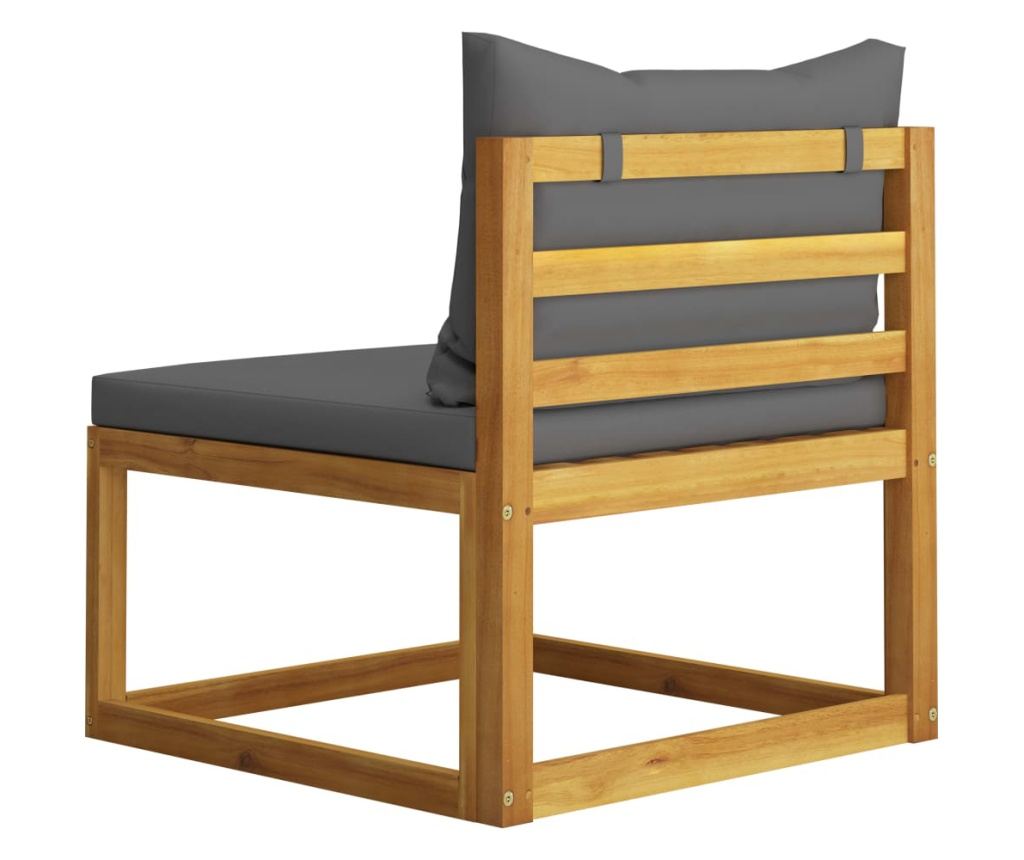 Градински комплект с възглавници, 6 части, акация масив - 7