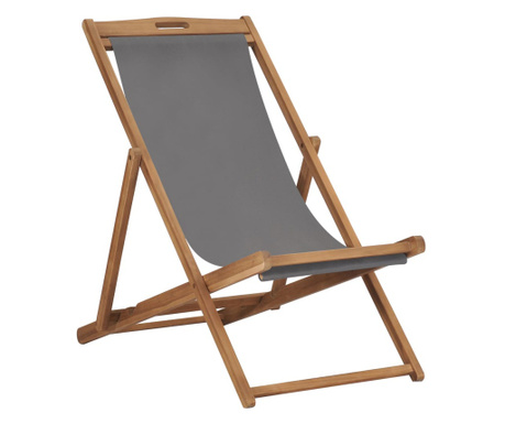 Sklopiva stolica za plažu od masivne tikovine siva