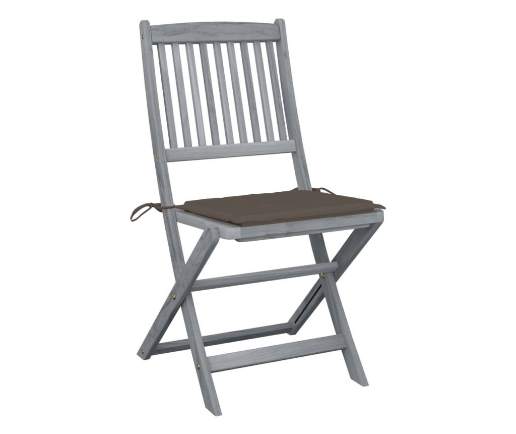 Външни сгъваеми столове с възглавници, 4 бр., Масивна акациева дървесина - 2