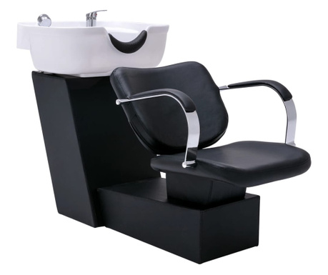 Stolica s umivaonikom crno-bijela 137x59x82 cm od umjetne kože