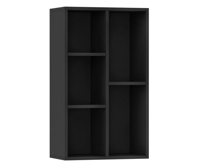 fekete forgácslap könyv-/tálalószekrény 50 x 25 x 80 cm