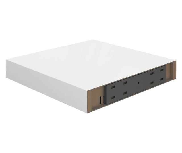 magasfényű fehér MDF lebegő fali polc 23 x 23,5 x 3,8 cm