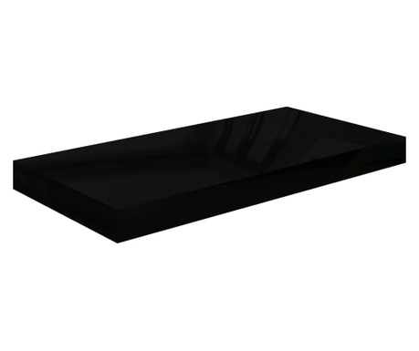 Raft de perete suspendat, negru extralucios, 50x23x3,8 cm, MDF